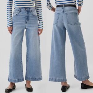 GAP High Rise Wide-Leg Crop Jeans Light Wash Plus 18/34R Classic Non-Distressed